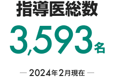 指導医総数 3,593名 ─ 2024年2月現在 ─